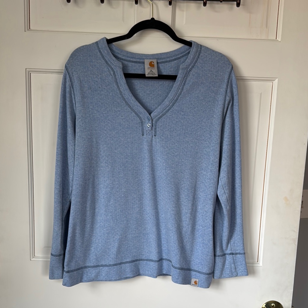 Carhartt Blue Long Sleeve Henley Shirt